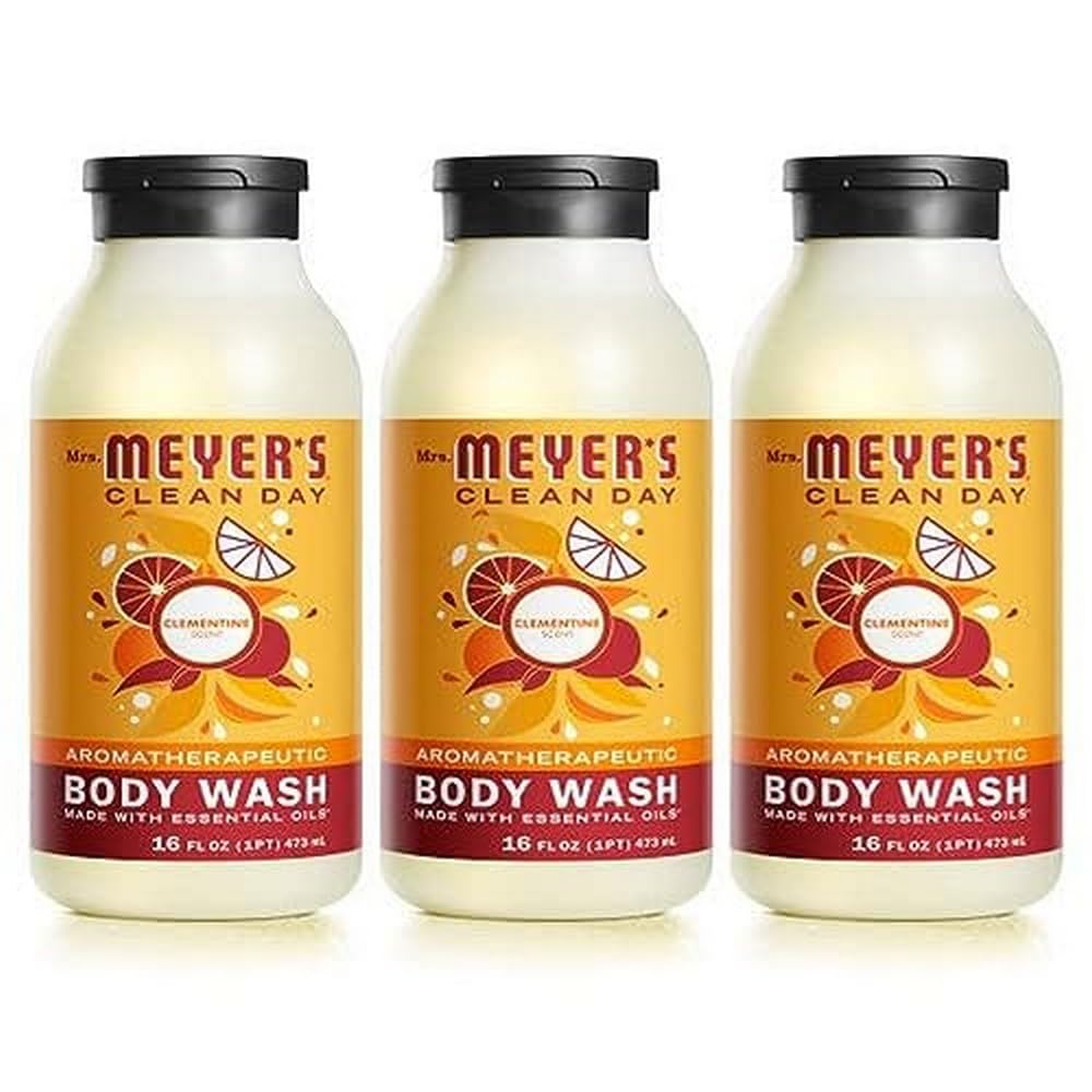 Mrs. Meyer's Clean Day Clementine bottle with moisturizing formula for soft skin.