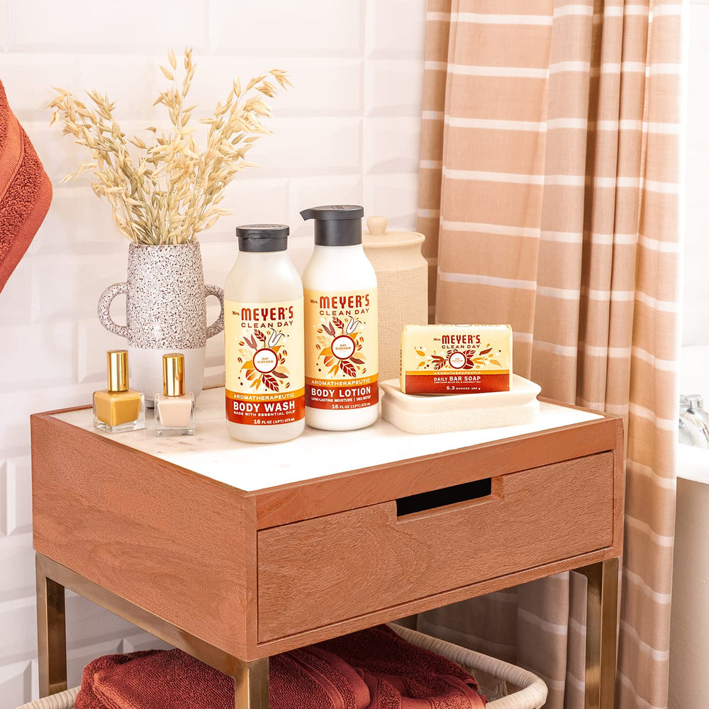 Drop of essential oils with Mrs. Meyer's Clean Day body wash fragrance