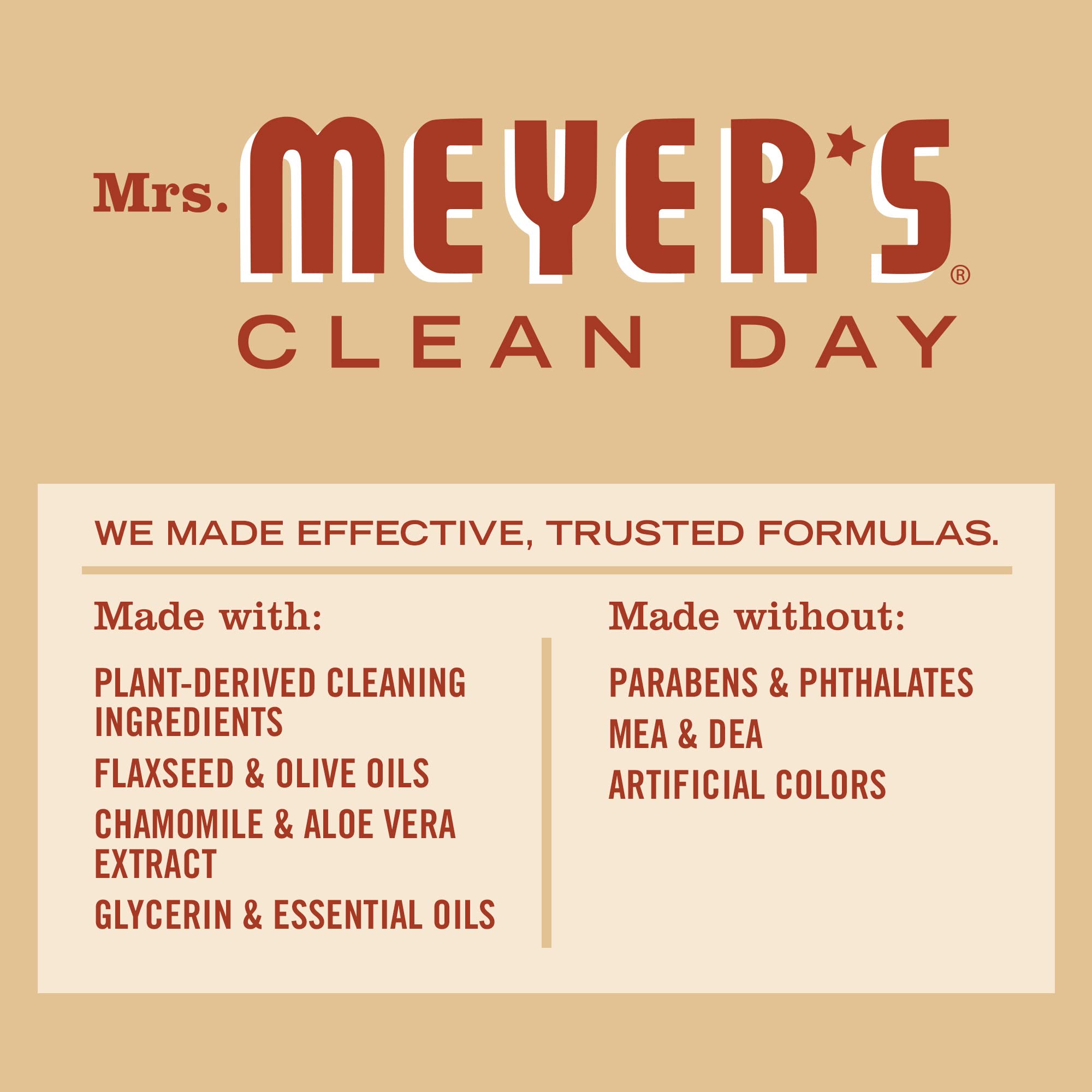 Pack of 3 Mrs. Meyer's Clean Day body wash bottles on shelf