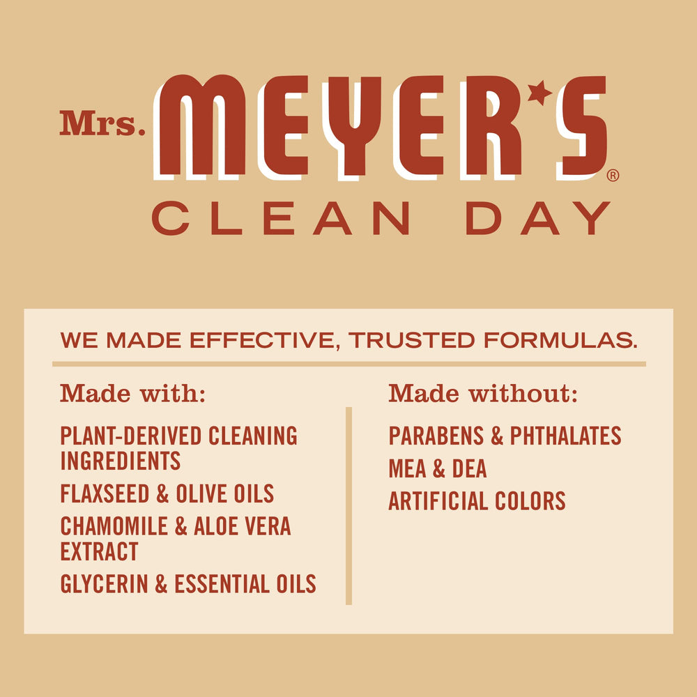 Pack of 3 Mrs. Meyer's Clean Day body wash bottles on shelf
