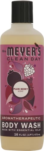 Mrs Meyers Clean Day Plumberry label closeup showing fragrance notes for mood lift.