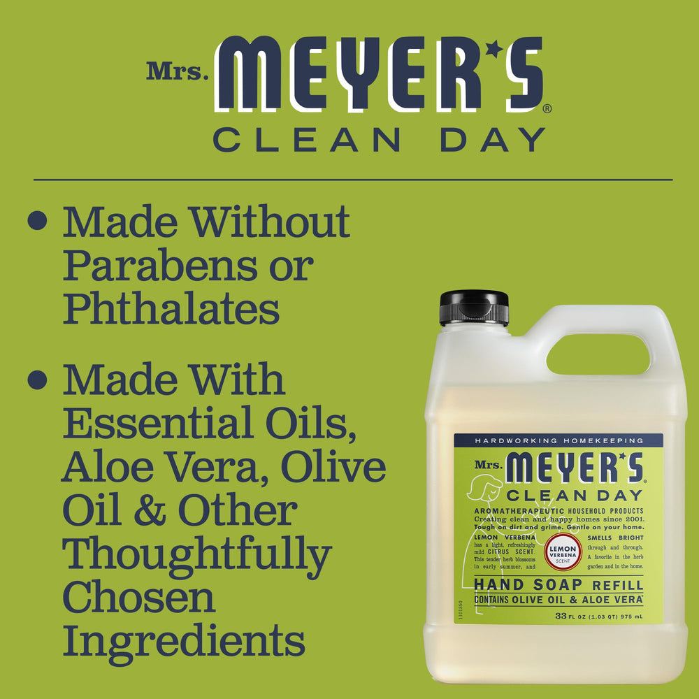 Mrs. Meyer's clean-day refill pack showing eco-friendly packaging and waste reduction.