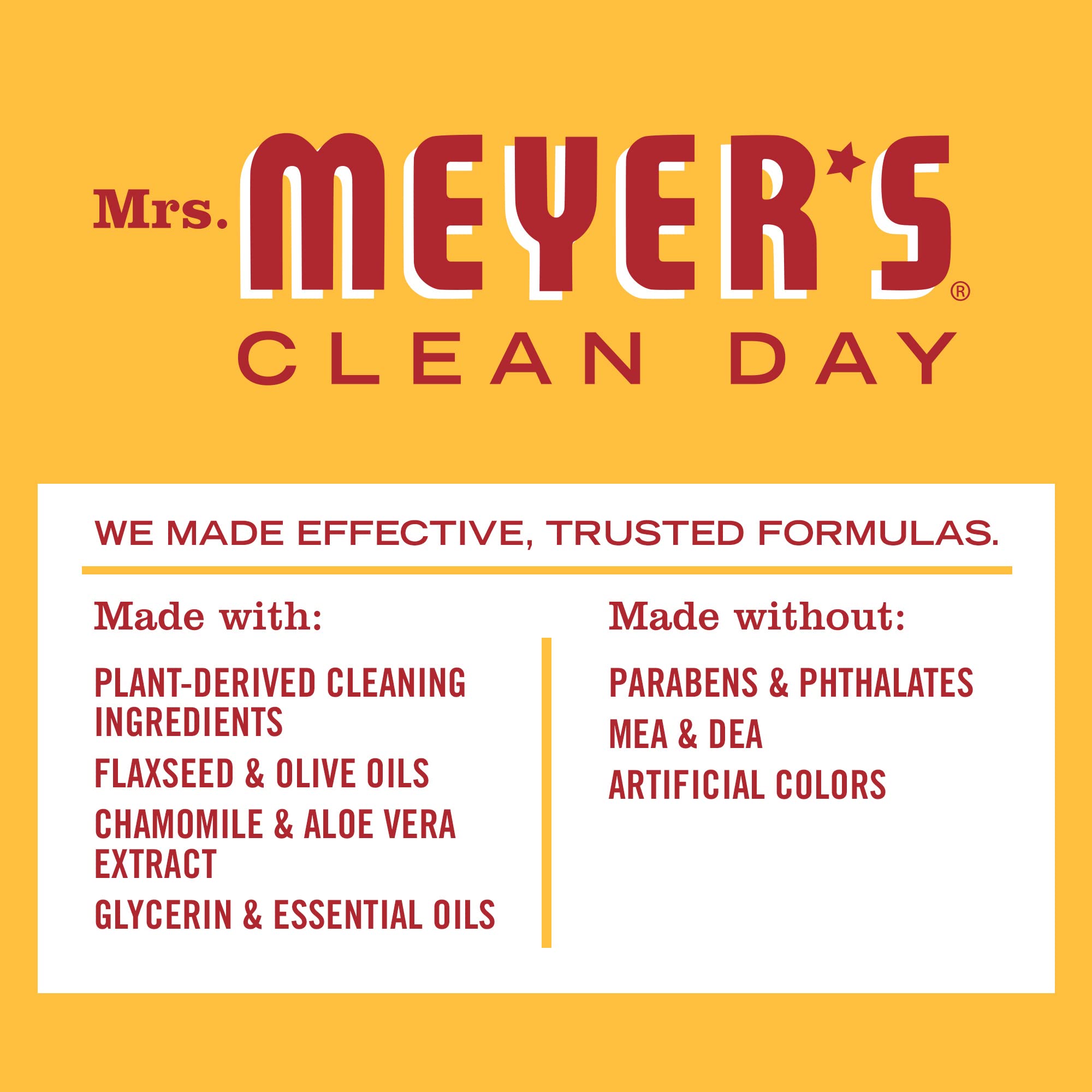 Mrs. Meyer's Clean Day bottle in shower with creamy lather for daily cleansing.