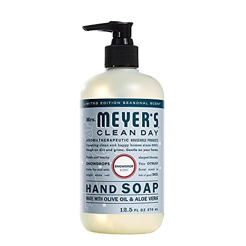 SnowDrop soap label highlights olive oil and aloe vera for gentle cleansing.
