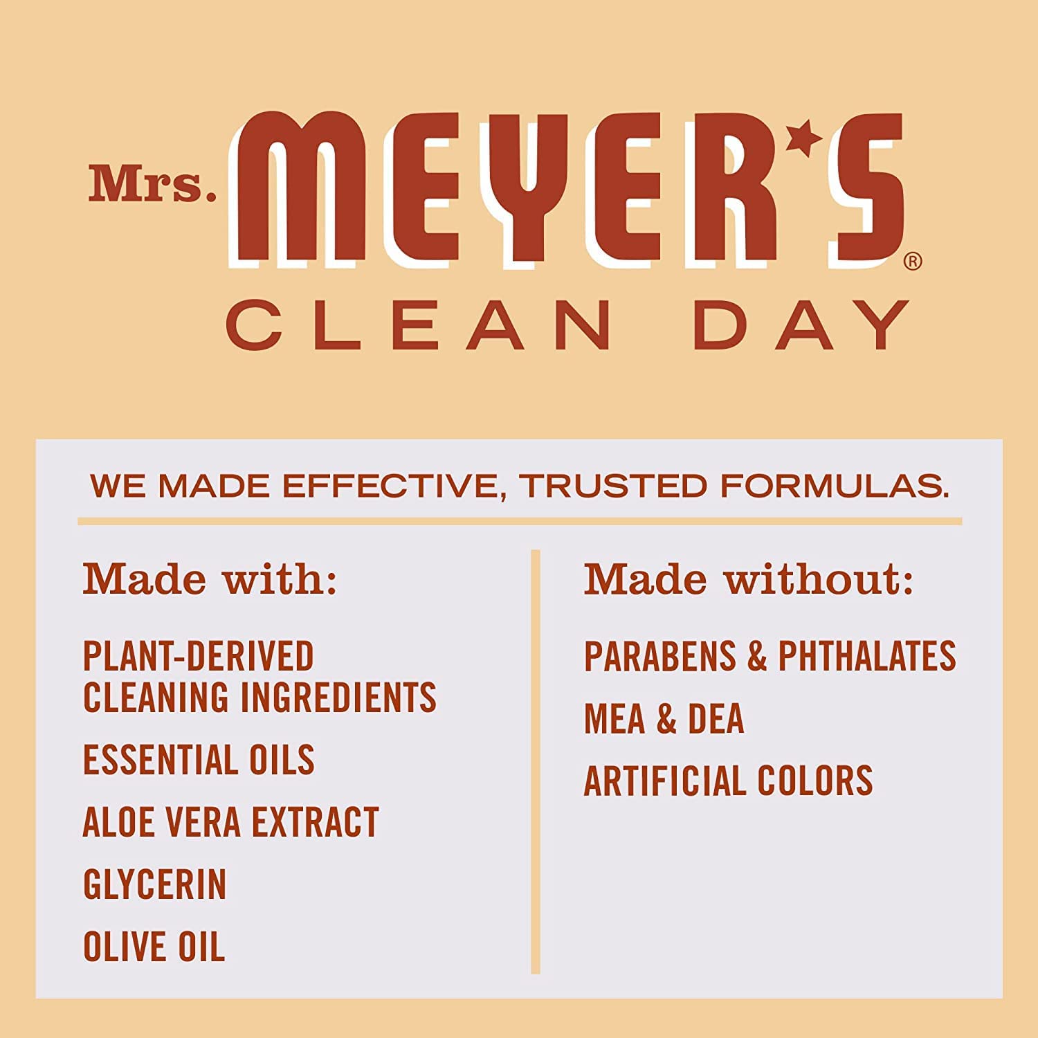 Mrs. Meyer's cruelty-free badge signals animal-friendly formula
