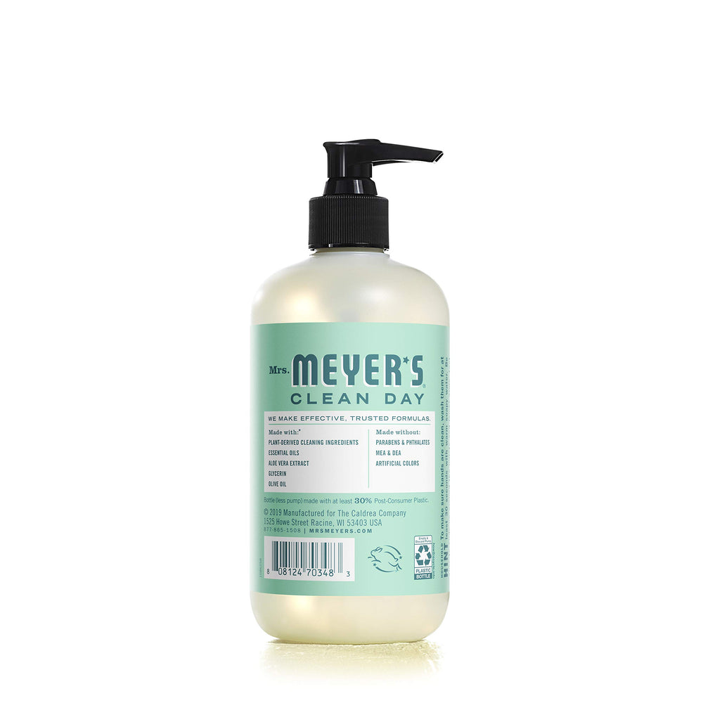 Mrs. Meyer's cruelty-free packaging highlights plant-based ingredients.