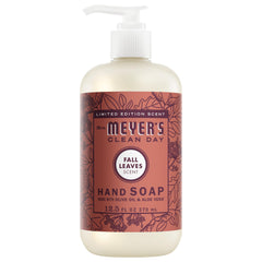 Mrs. MEYER'S front bottle showing Fall Leaves scent and clear label, adds seasonal charm