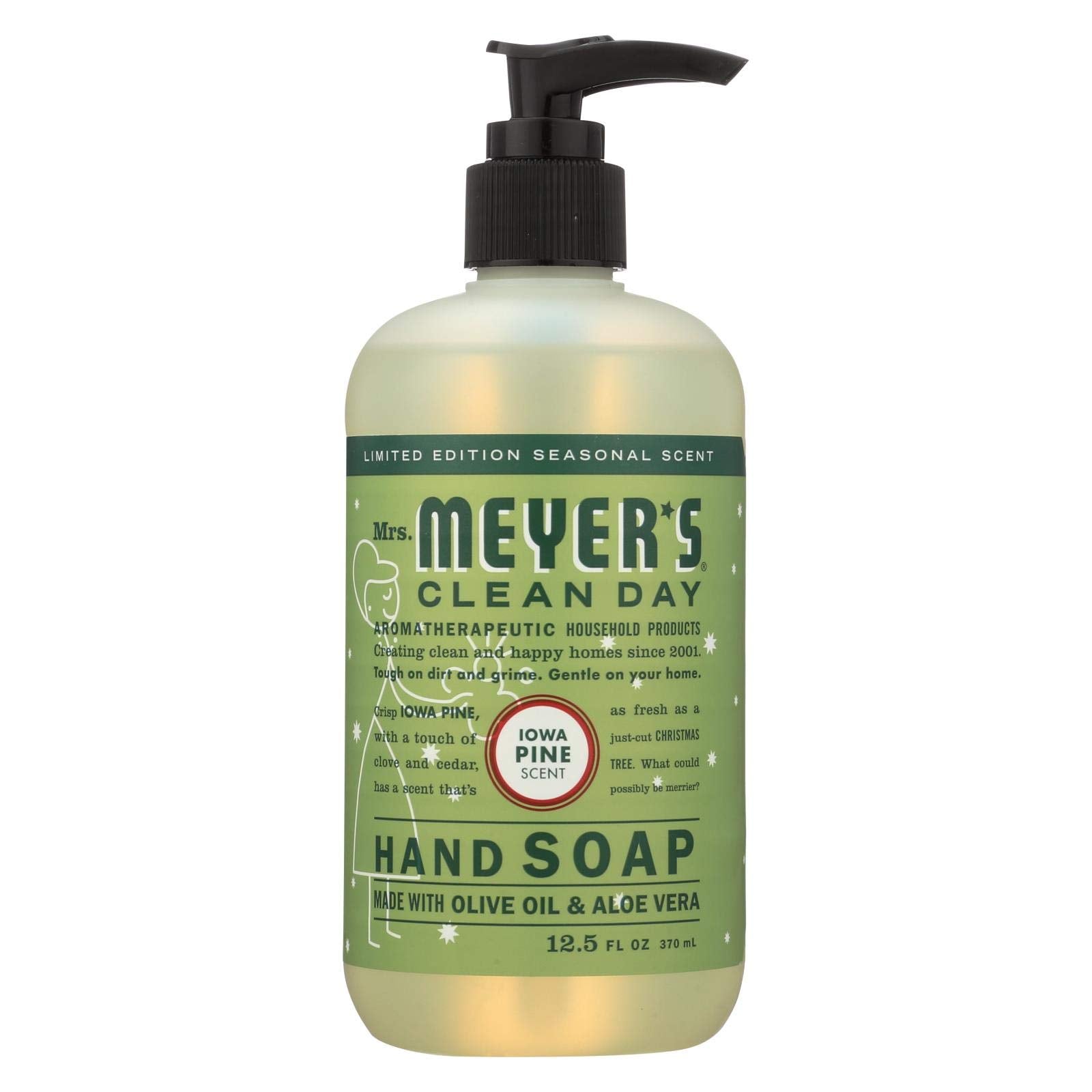 Mrs. Meyer's Iowa Pine Hand Soap bottle with non-drying cleansing for daily hand care.