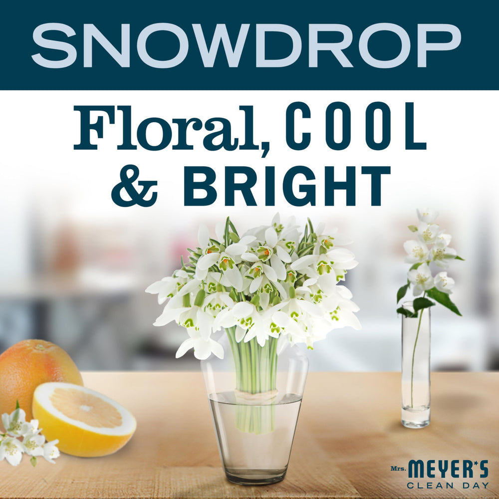 Shea butter and almond oil ingredients nourish skin in Mrs. Meyer's Snowdrop lotion