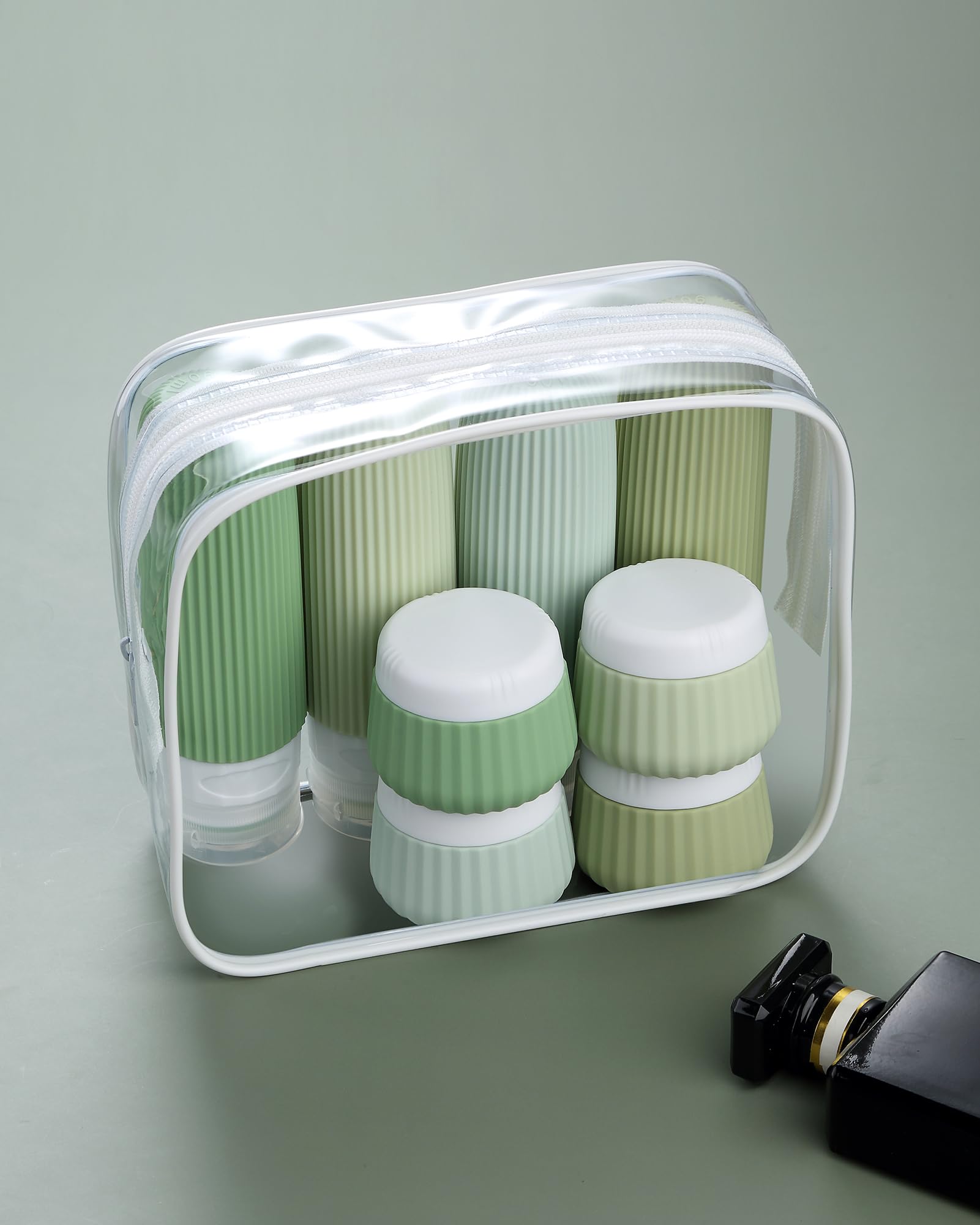 Mrsdry clear makeup bag keeps bottles and cosmetics organized