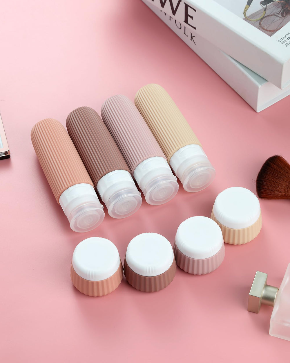 Mrsdry easy refill silicone bottles support mess-free product swapping.