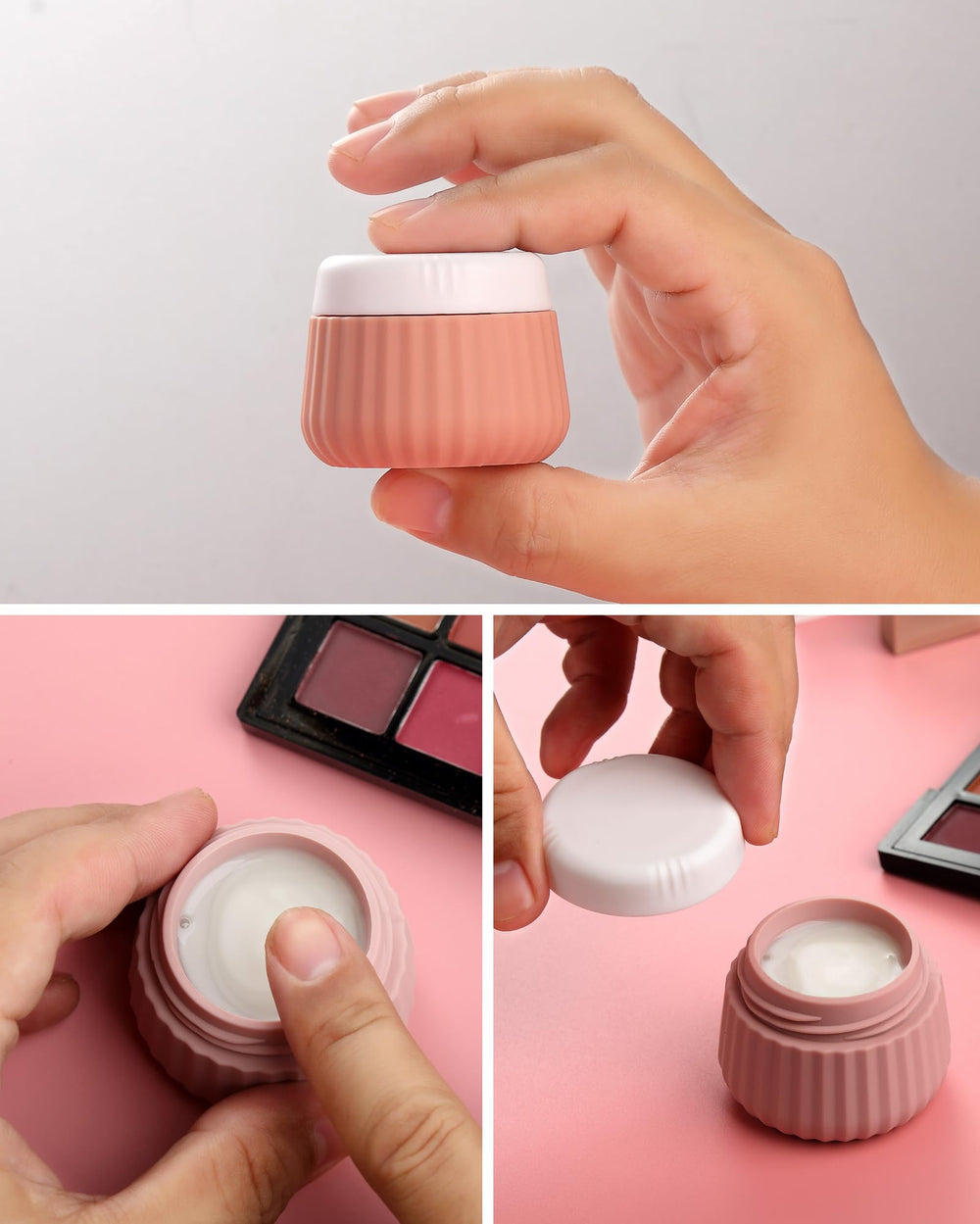 Mrsdry silicone cream jars wide opening allows easy filling of creams and lotions.