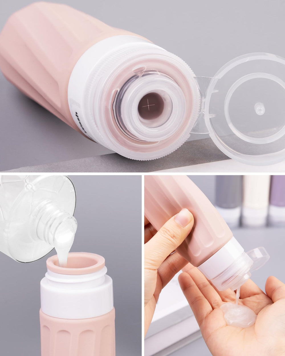 Mrsdry travel bottles 1oz cream jars neatly arranged for easy refills during travel