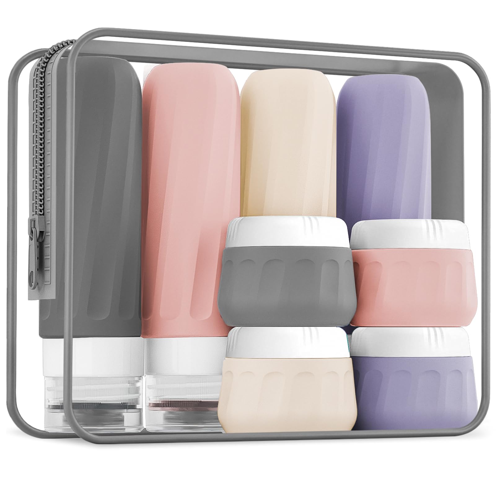 Mrsdry travel bottles 3oz set shown as compact carry-on solution for toiletries