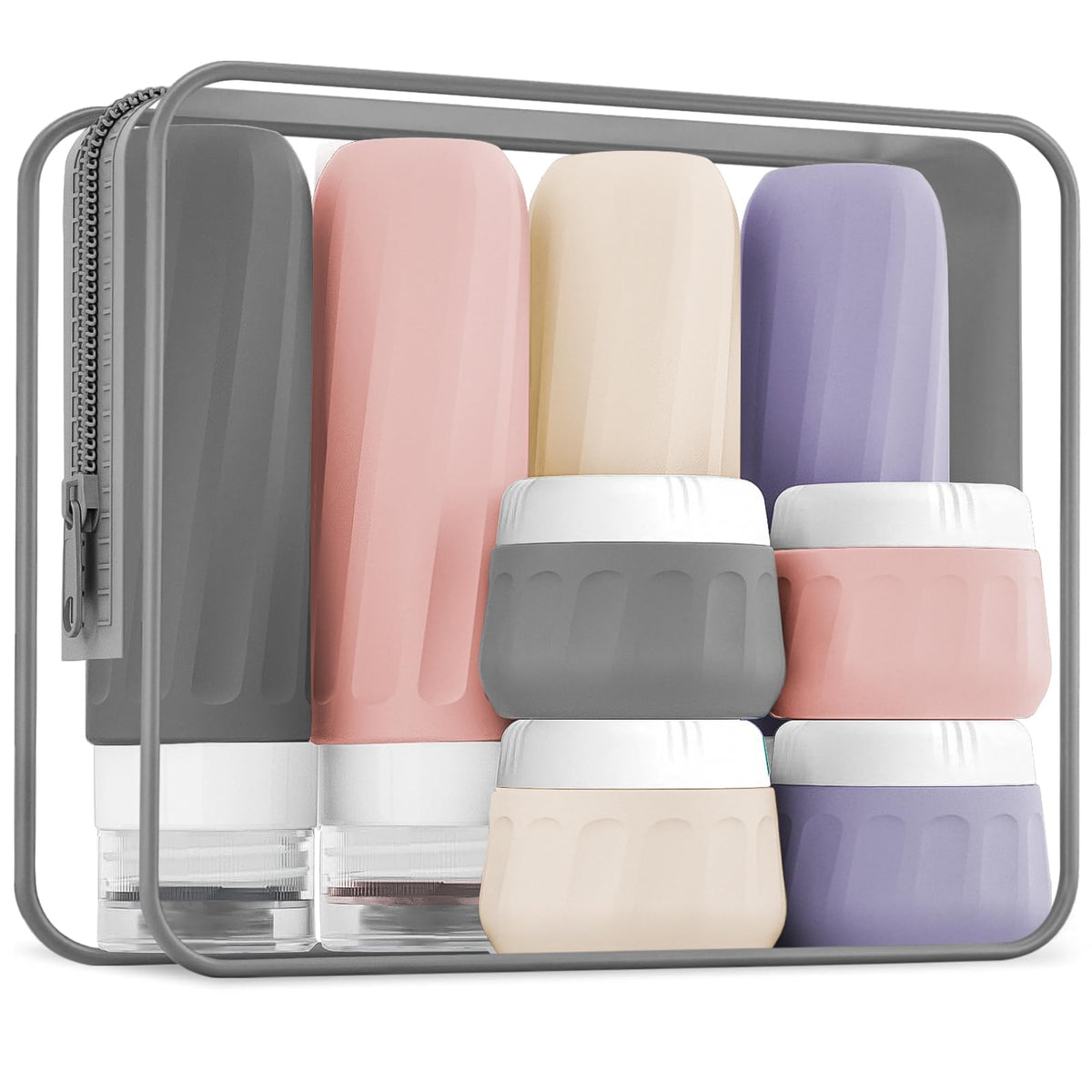Mrsdry travel bottles 3oz set shown as compact carry-on solution for toiletries