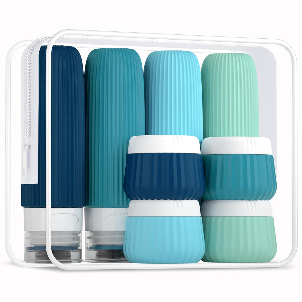 Mrsdry 8-pack travel bottles package keeps toiletries organized on trips.