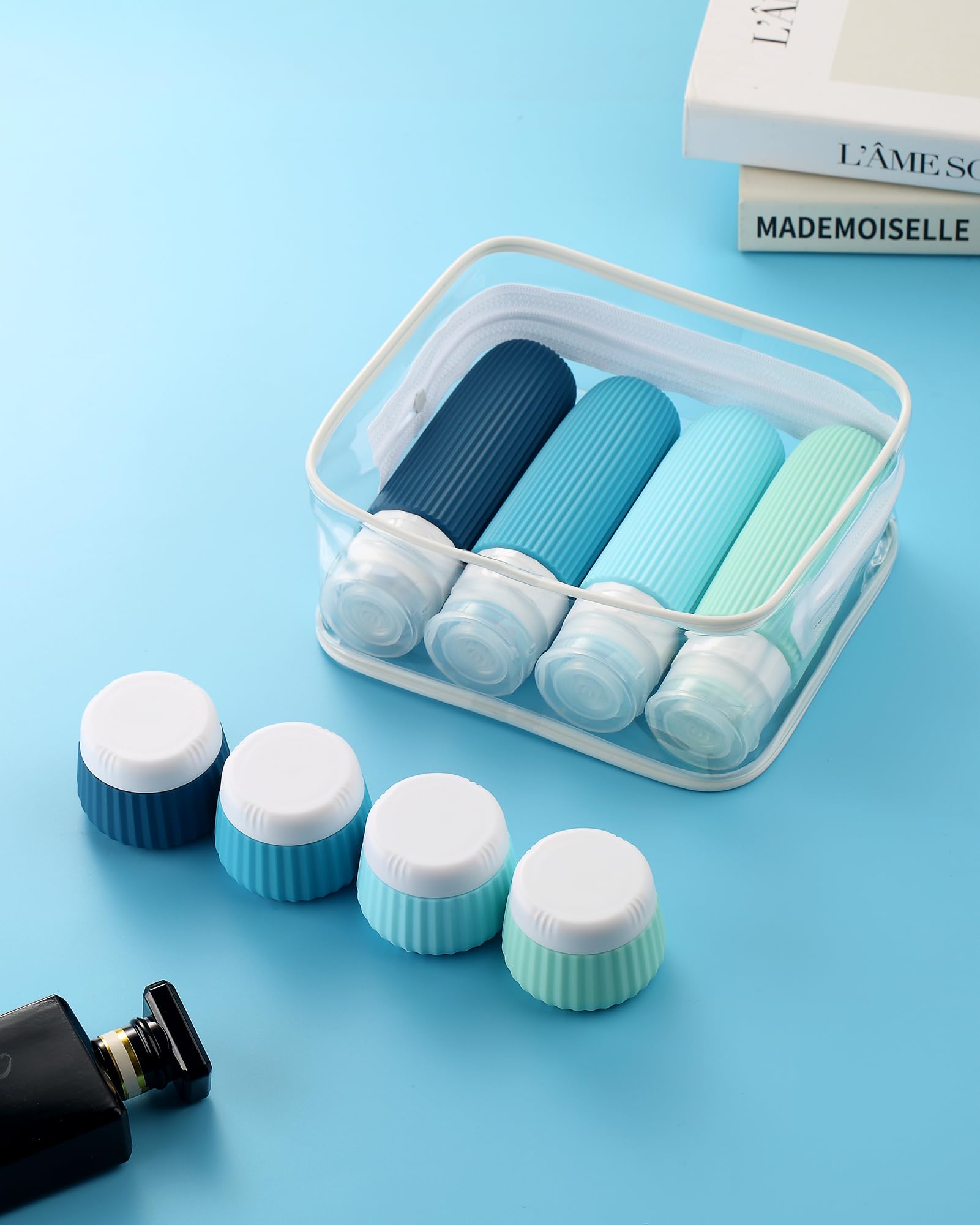 Mrsdry travel containers with wide opening for easy refilling and inside cleaning.