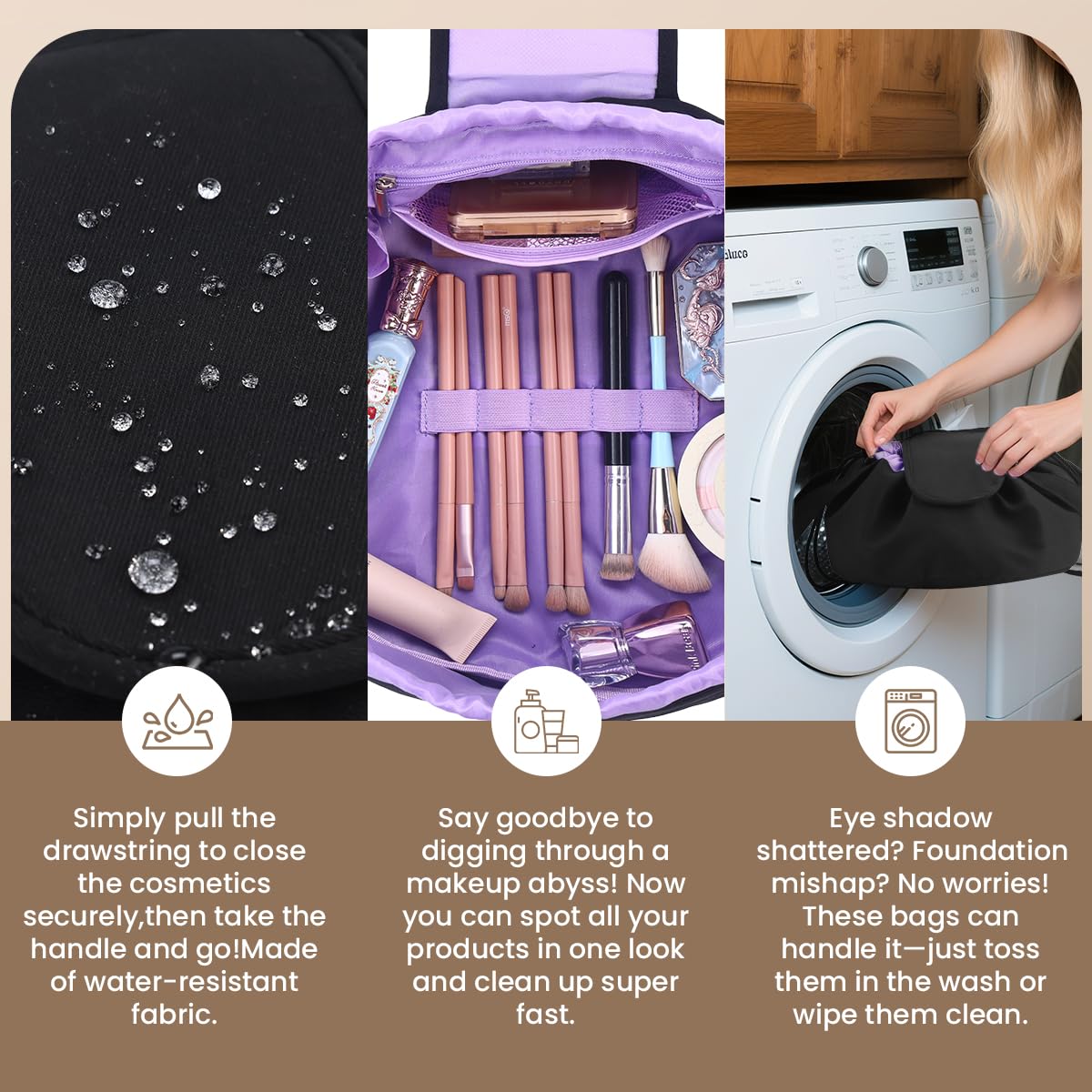 Mrsfox inner mesh pockets sort makeup brushes and tools.