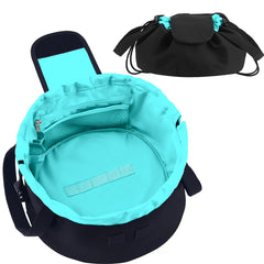 Mrsfox Lay Flat Drawstring Makeup Bag opens flat for easy makeup access.