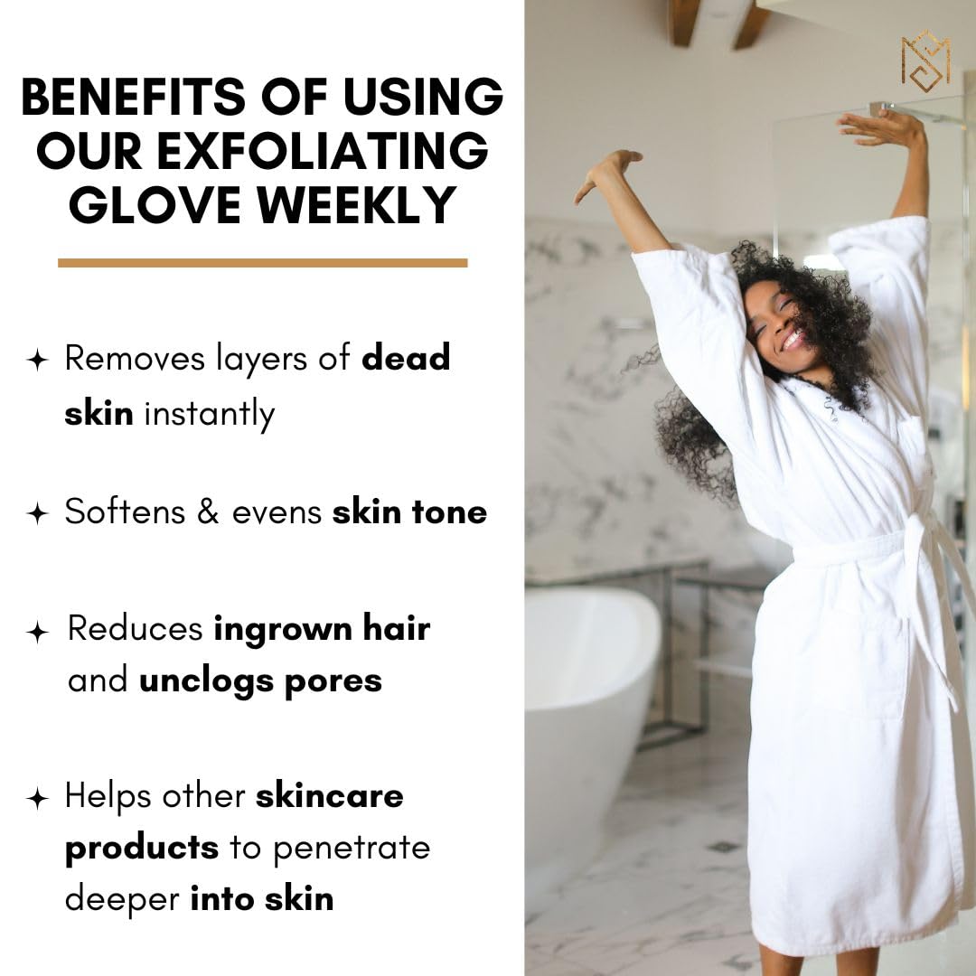 MS Exfoliating glove with Moroccan black soap prep for better results.