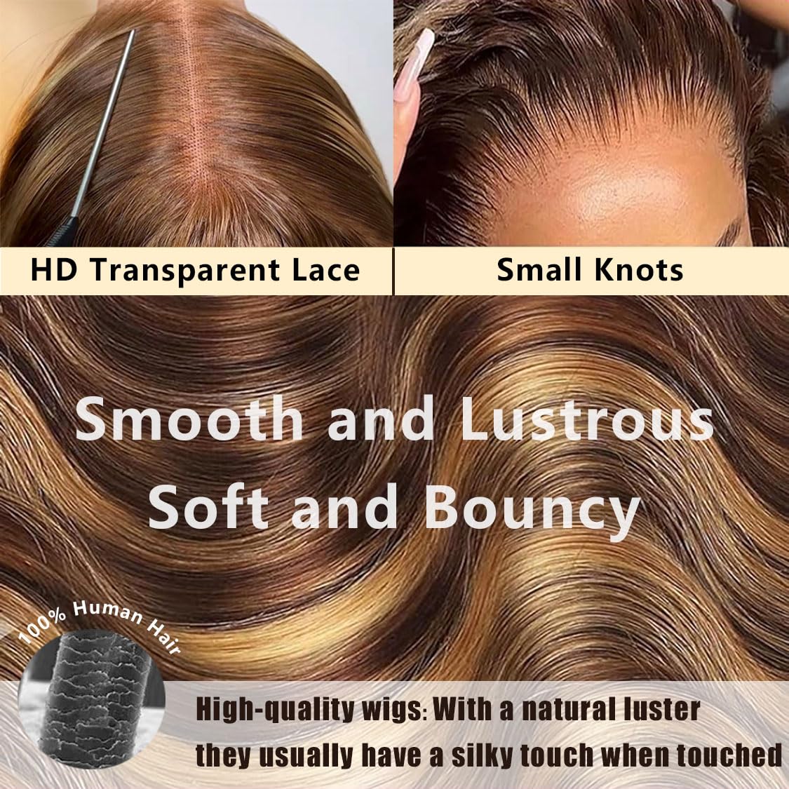 MSCLARA 13x6 hd lace-front ombre part wig enables deep parting and breathable wear