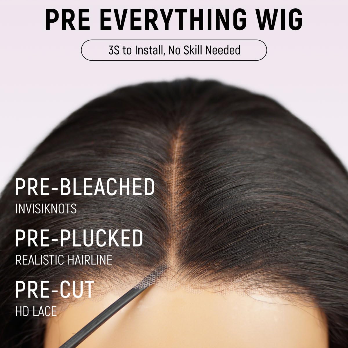 mscoco hd lace closure closeup shows natural hairline and pre plucked features.