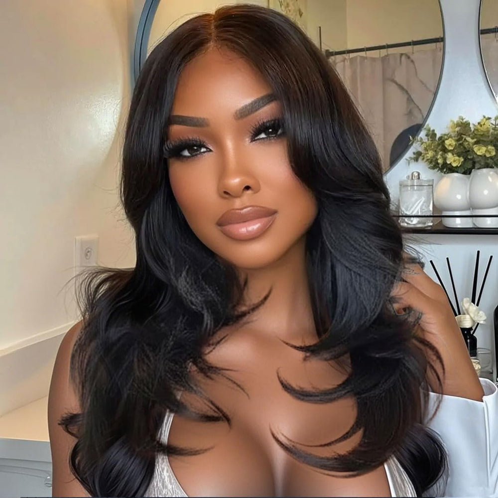 mscoco wear and go glueless wig 18inch black hair for versatile styling options.