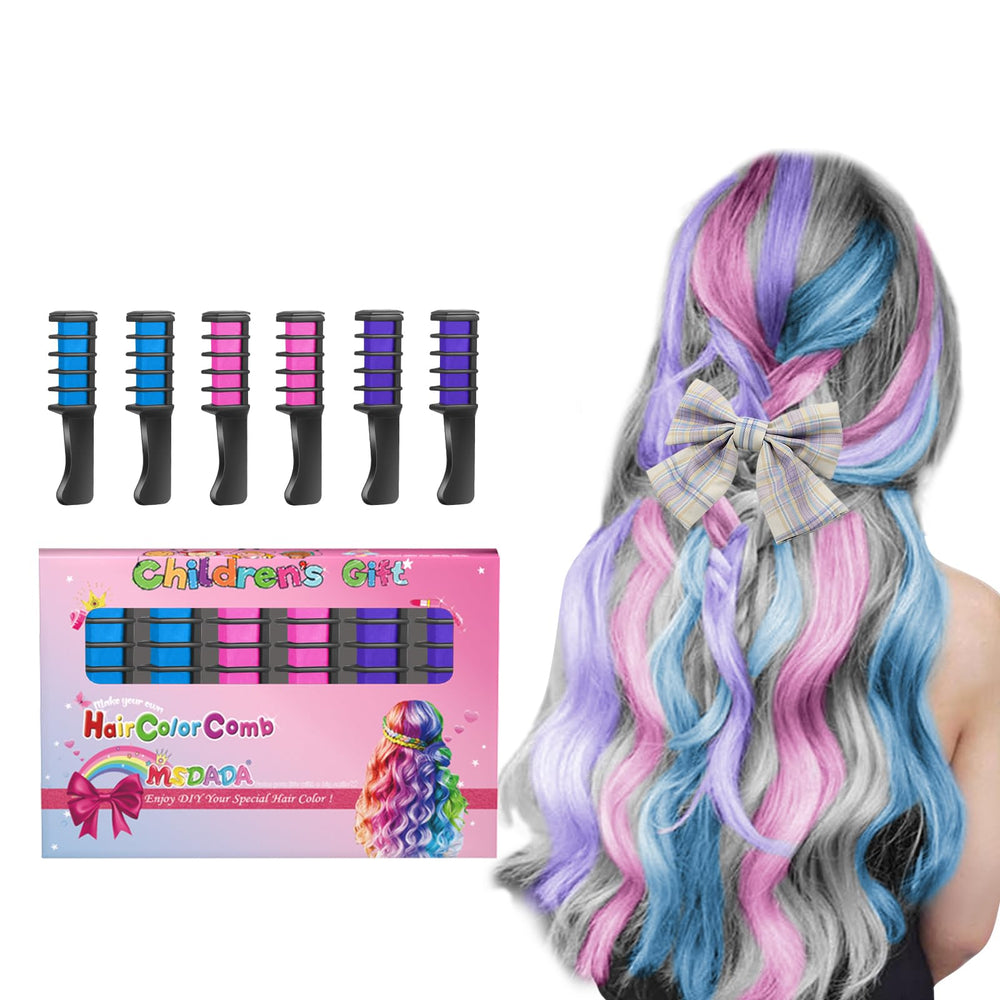 MSDADA new hair chalk comb blue pink purple close-up showing playful color concepts