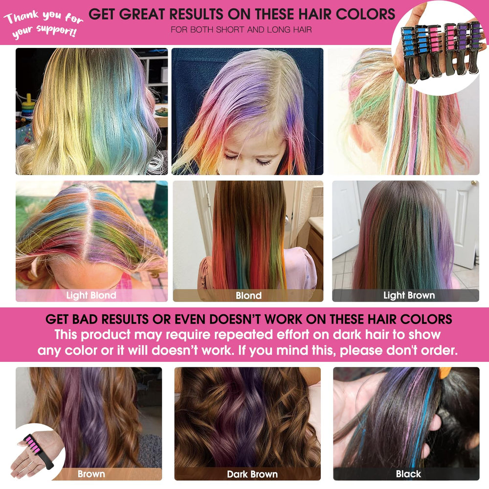 MSDADA new hair chalk comb blue pink purple on child hair for easy party looks