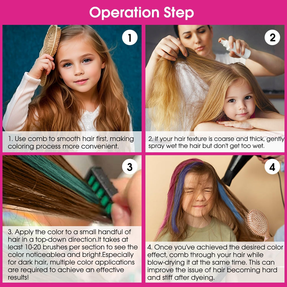 MSDADA washable hair chalk cleans out with ordinary shampoo after use.