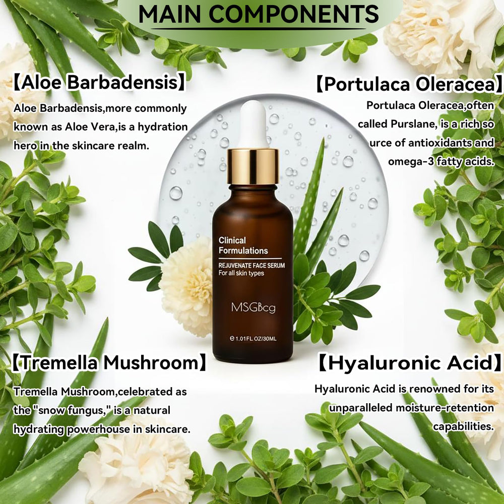 Msgbcg ageless serum hyaluronic-acid-drop illustrates moisturizing core for dewy finish.