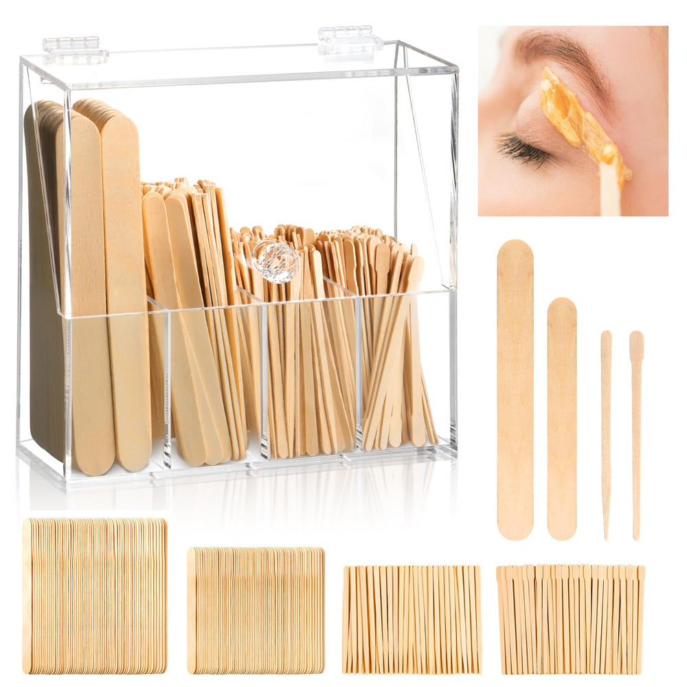 MSHUNKEJI wood wax applicator kit organized in clear case for easy waxing sessions.
