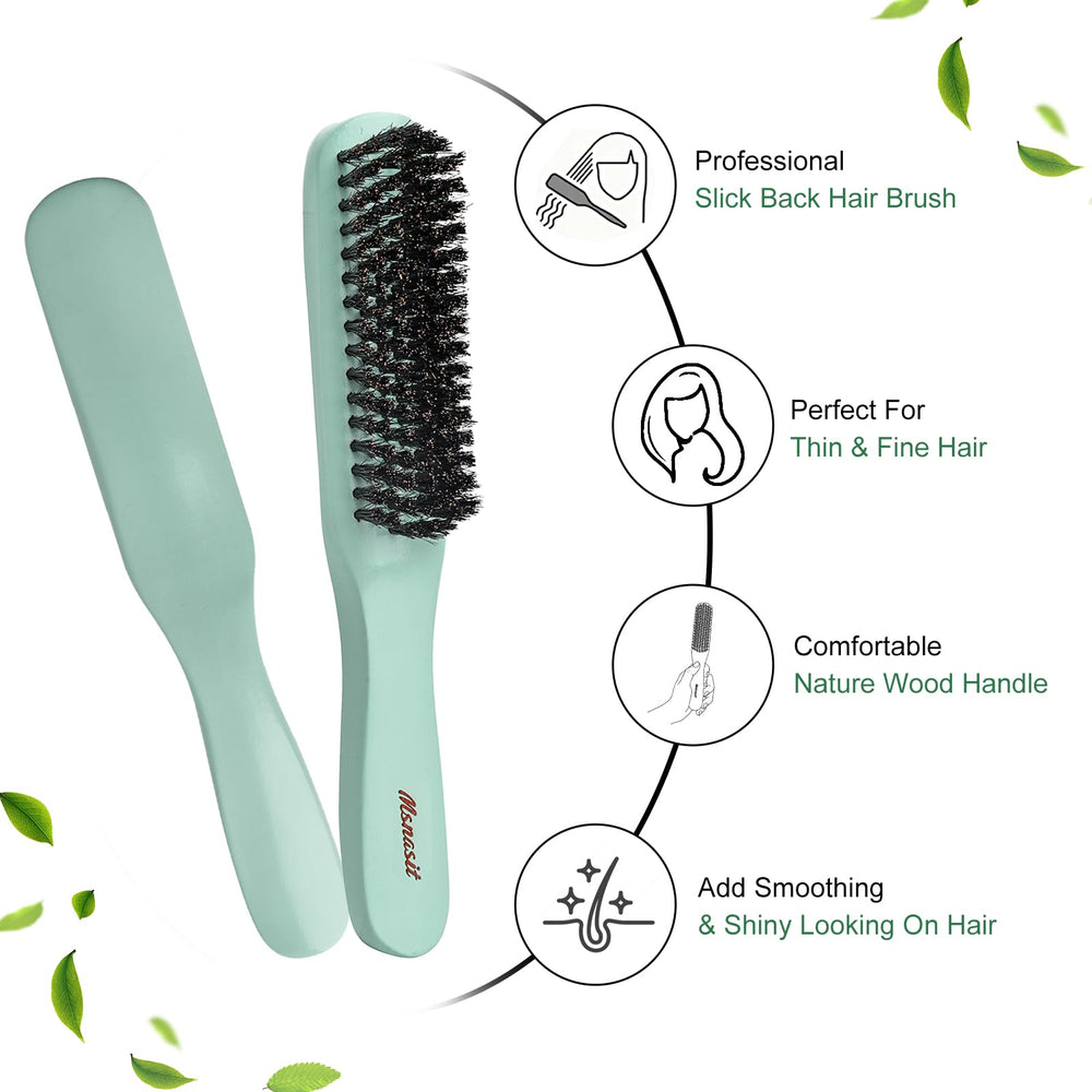 Msnasit boar bristle hairbrush distributes oils for high-gloss shine in thin hair