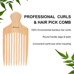 Msnasit wooden wide-tooth comb with ergonomic handle for easy styling and grip.