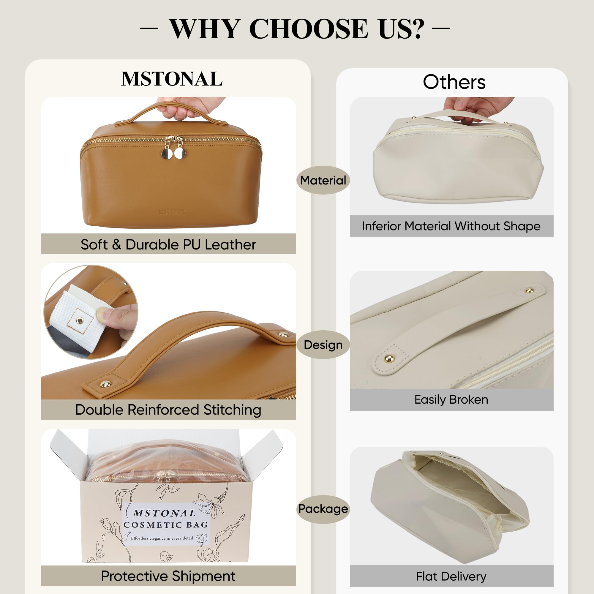 MSTONAL double-reinforced handles offer comfortable carrying and added durability.