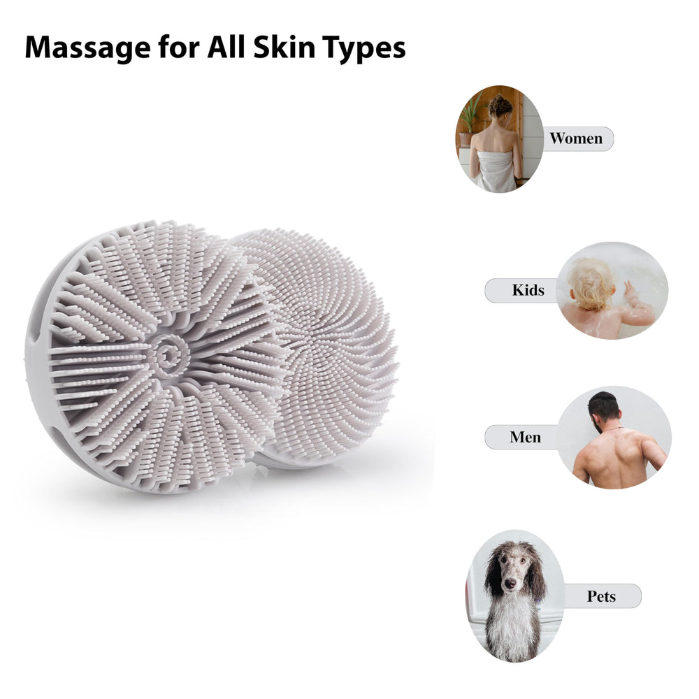 MtBoi 2pc silicone body scrubbers travel-friendly and quick-dry.
