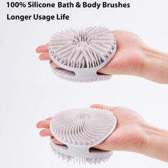MtBoi silicone exfoliating brush with long bristles for smooth body exfoliation.