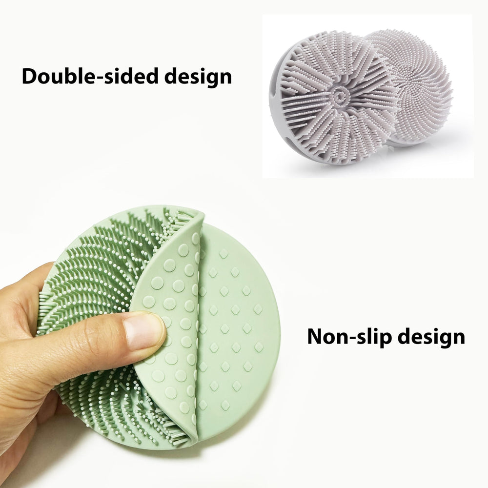 MtBoi silicone shower massager for scalp and body with dual-side cleansing.