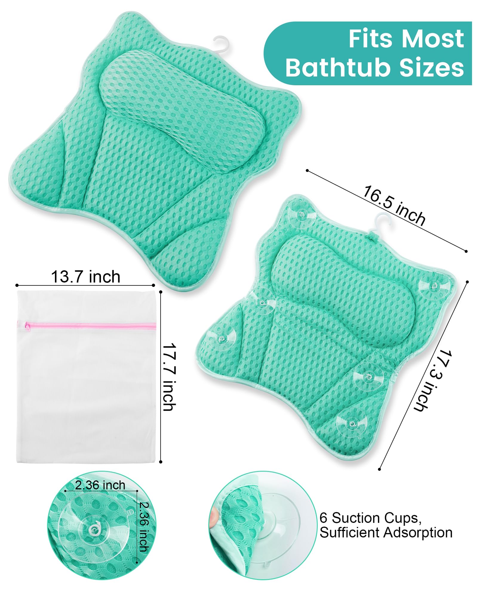 MTDLYICE lake blue bath pillow ergonomic headrest close-up for better posture