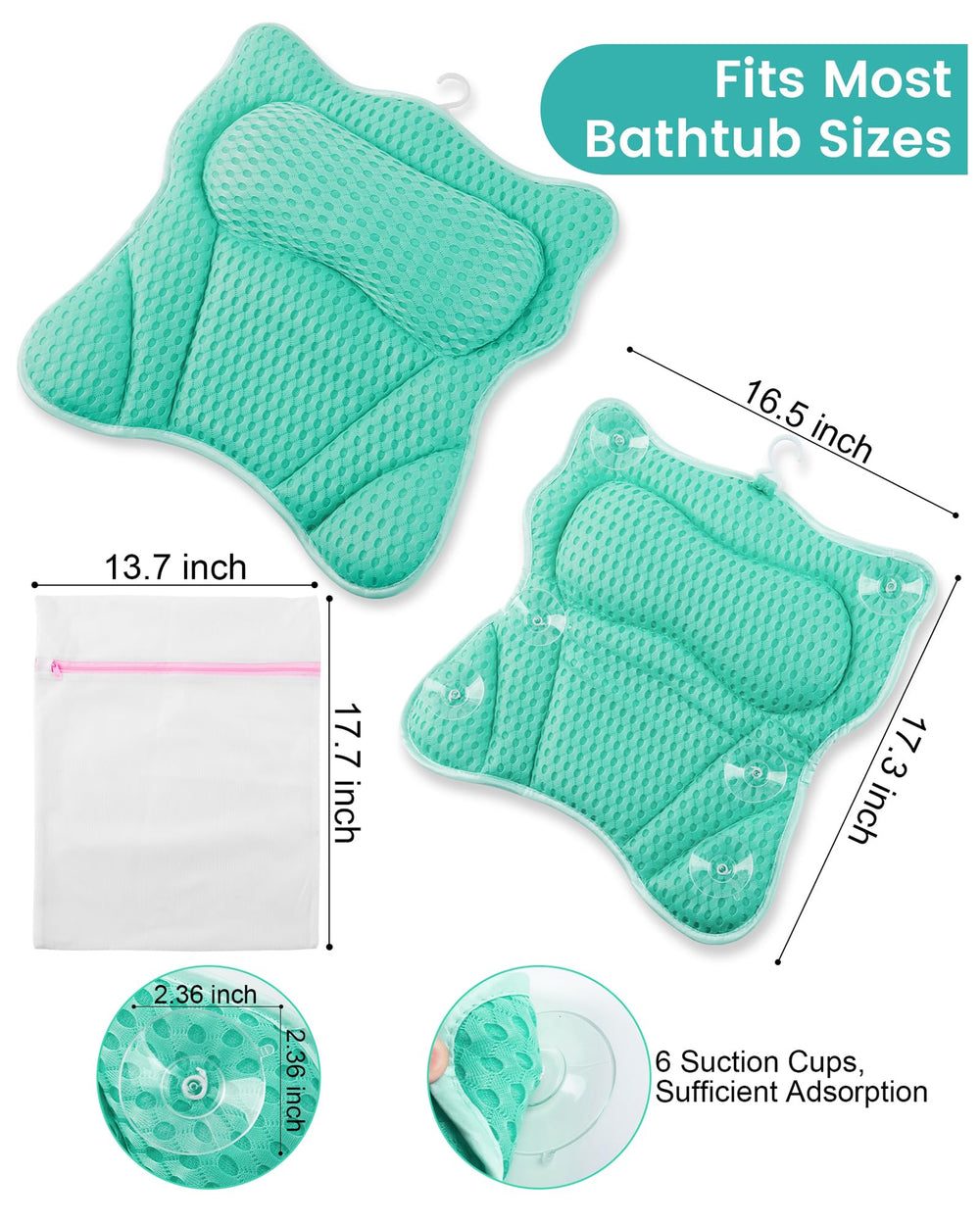 MTDLYICE lake blue bath pillow ergonomic headrest close-up for better posture