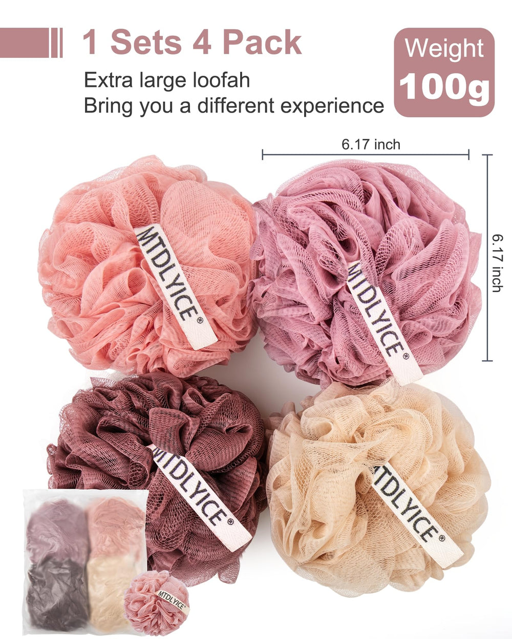 MTDLYICE loofah braided rope closeup demonstrates secure grip and quick drying.