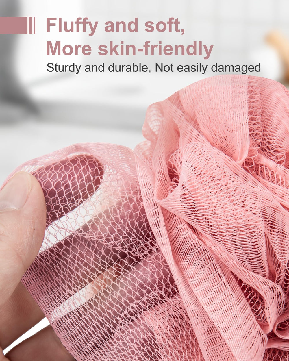 MTDLYICE loofah soft-mesh-texture provides gentle exfoliation.