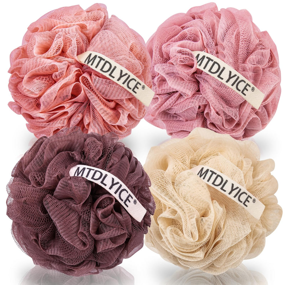 MTDLYICE loofah XXL foam detail shows rich lather for smooth cleansing.