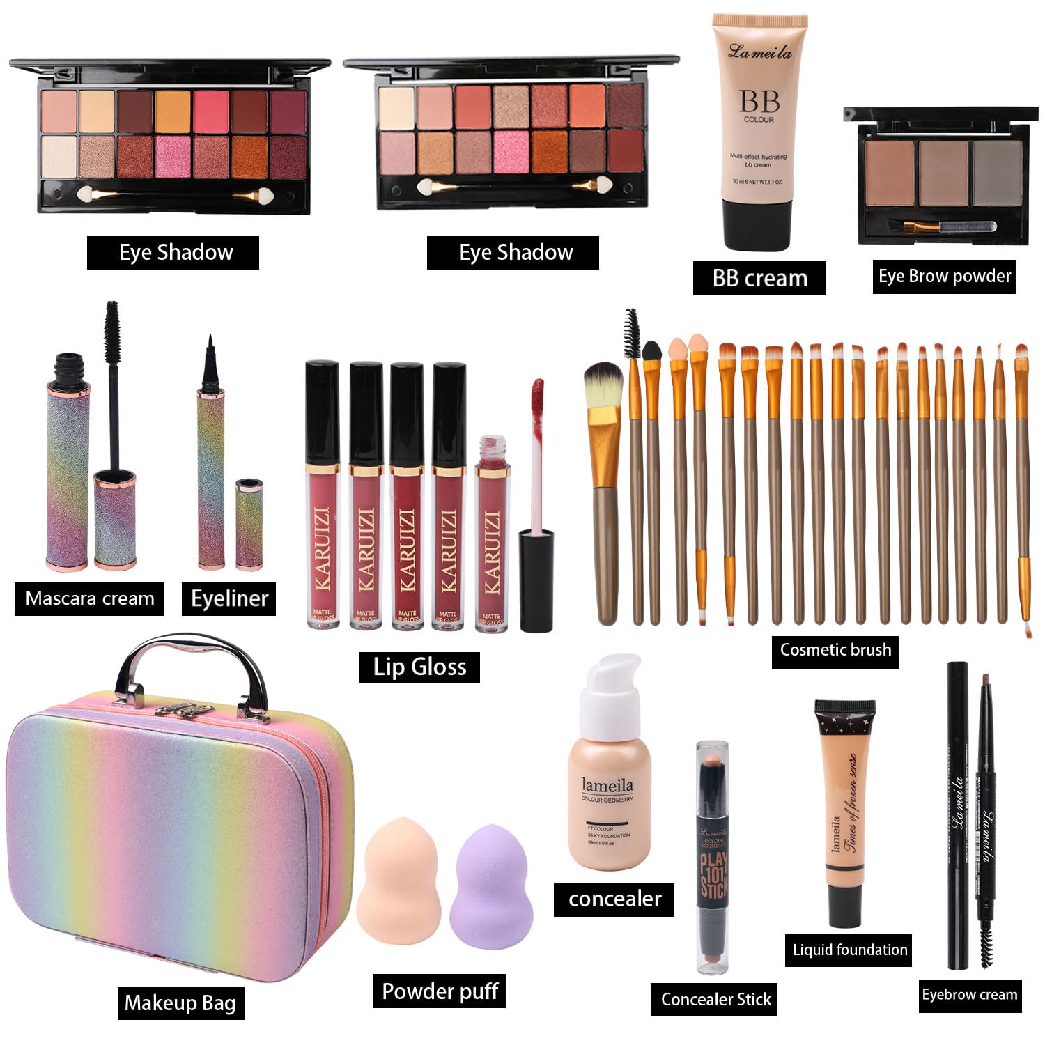 MTDXILTAI makeup brushes set for precise color application.