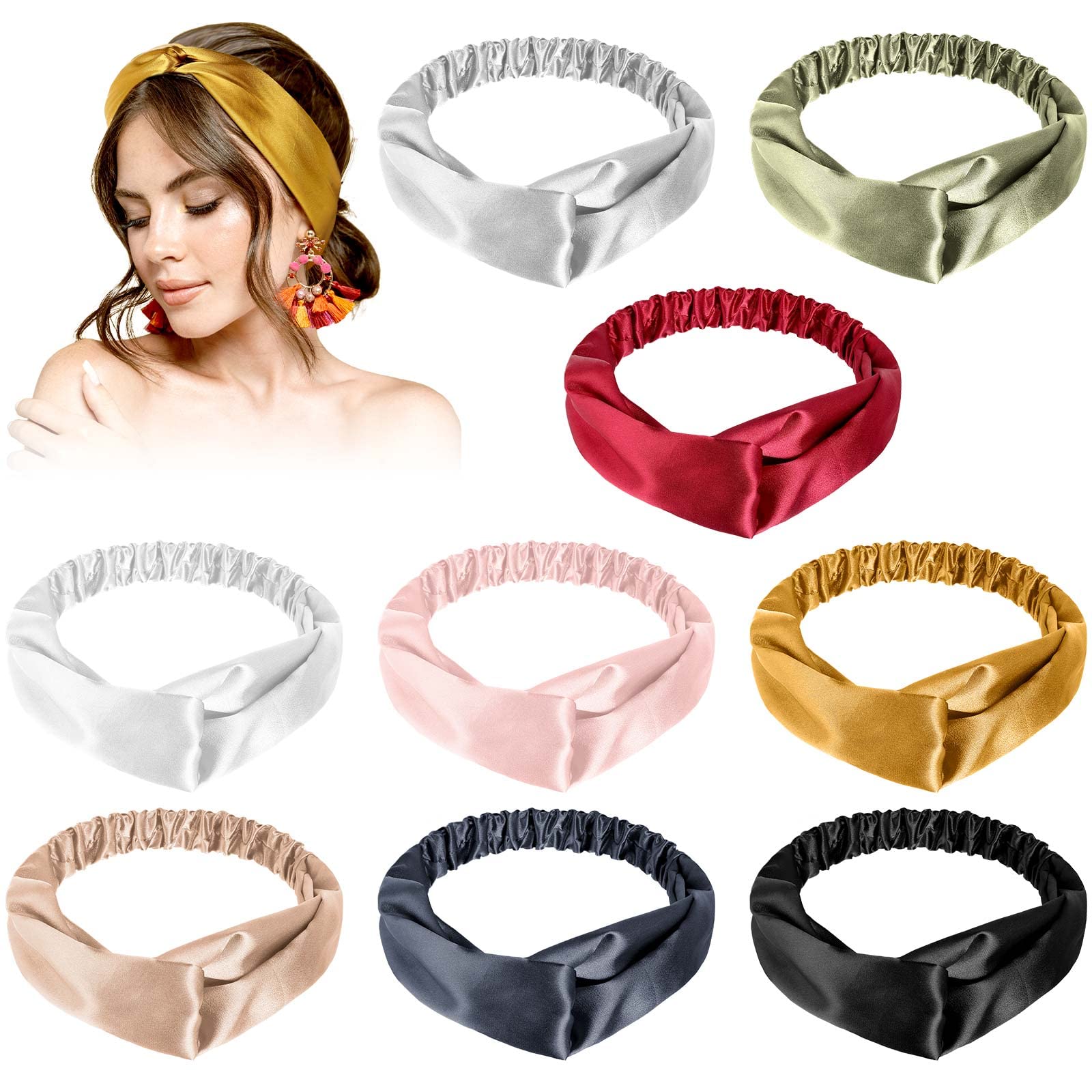 MTLEE 9-piece elastic hair wraps in varied colors for easy coordination.