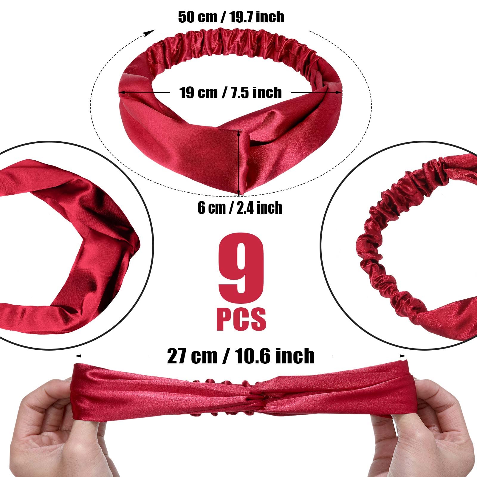 MTLEE adjustable satin headbands twisted-turban design for secure wear.