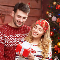 MTLEE Christmas stretchy headbands featuring tree pattern add cozy holiday flair to looks.