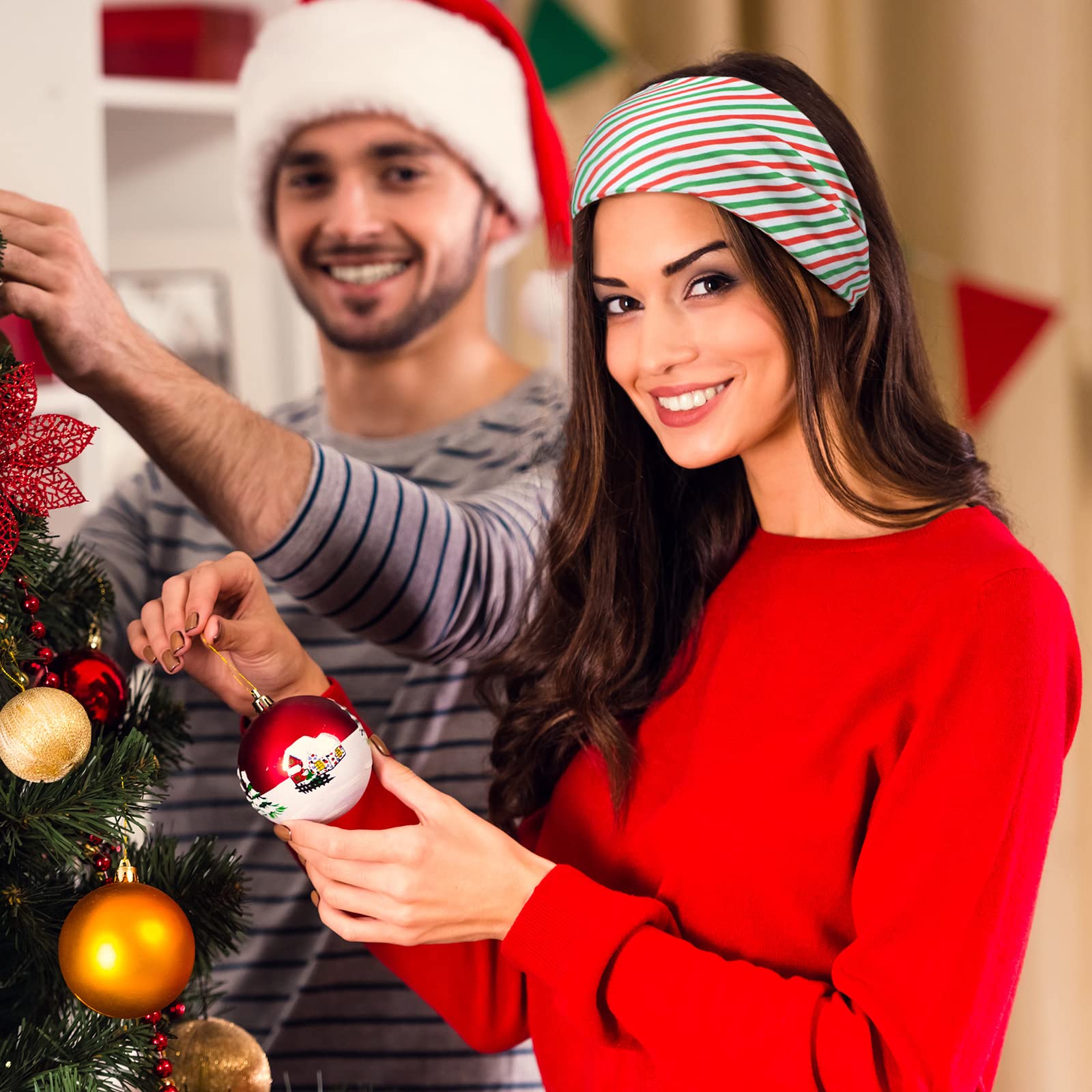 MTLEE Christmas stretchy headbands measure about 9x4 inches for flexible fit.