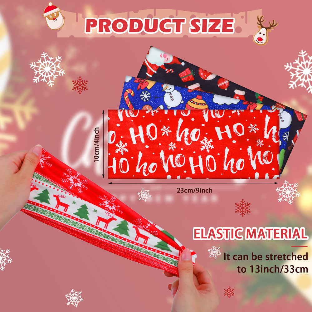 MTLEE Christmas stretchy headbands snowflakes pattern, perfect for winter looks and events.