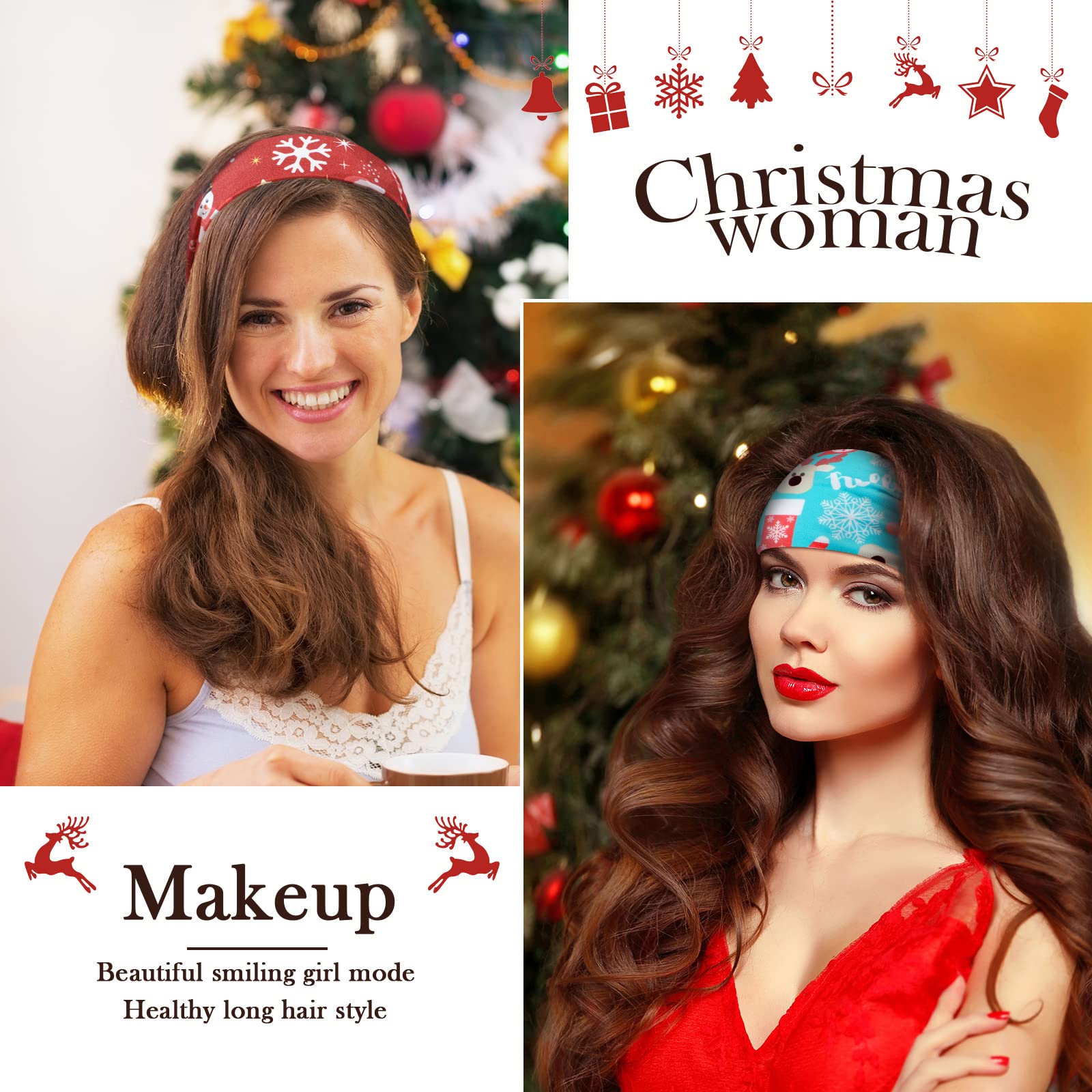 MTLEE Christmas stretchy headbands soft fabric, durable and washable for long-lasting use.